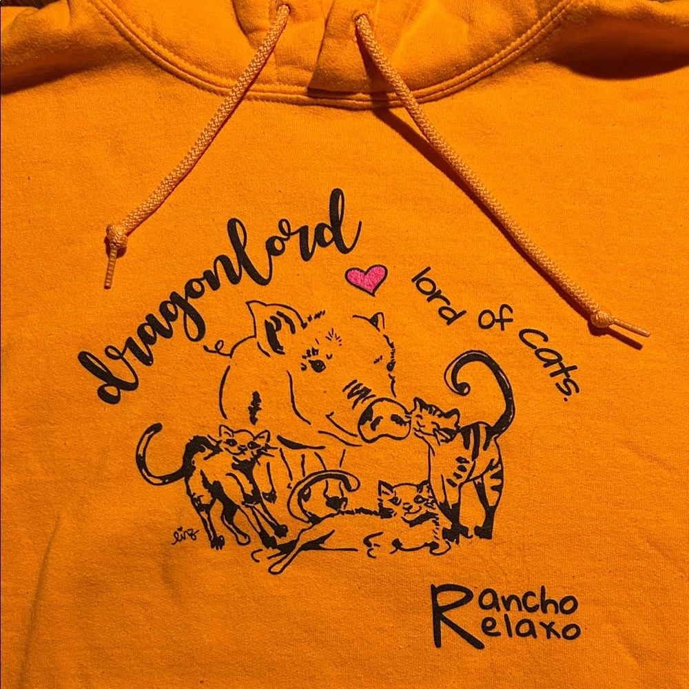Golden yellow Graphic drawstring, Hoodie with Animal graphic